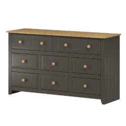 Cali Large Dark Grey Sideboard Chest of 8 Drawers with Solid Wood Top