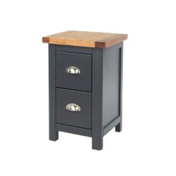 Colonial Dark Grey Bedside Table with Wooden Top & 2 Drawers Petite