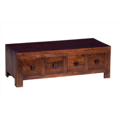 Rangpur Solid Large Dark Chunky Wood Coffee Table with Drawers