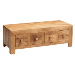 Rangpur Light Large Solid Chunky Wood Coffee Table with Drawers