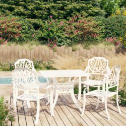 Cast Metal Garden Set with Square Table and 4 Chairs - Choice of Colours