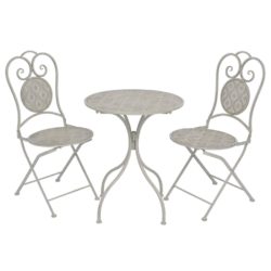 Ornate Metal Garden Bistro Set with Round Table and 2 Chairs - Choice of Colours