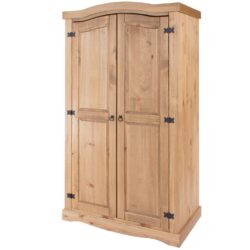 Catrell Rustic Wooden Solid Pine Double Wardrobe
