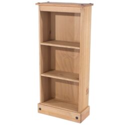 Catrell Slim Rustic Solid Pine Wood Bookcase