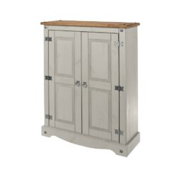 Catrell Small Rustic Solid Pine Wood Grey Cupboard