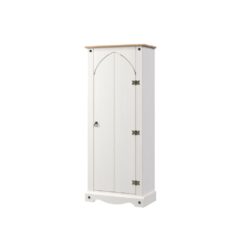 Catrell Rustic Vintage White Vestry Cupboard Cabinet in Solid Pine Wood