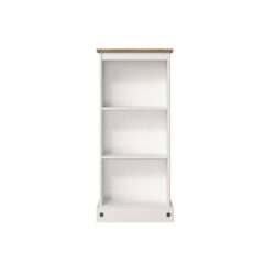 Catrell Short Slim White Bookcase in Solid Pine Wood
