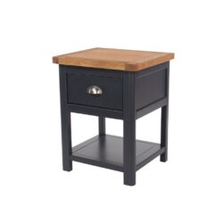 Colonial Dark Grey Bedside Table with Wooden Top & Drawer
