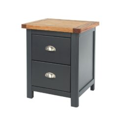 Colonial Dark Grey Bedside Table with Wooden Top & 2 Drawers