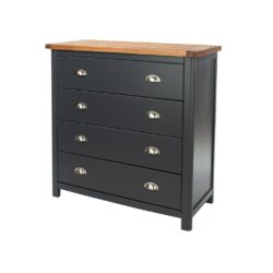 Colonial Dark Grey Chest of Drawers with Wooden Top