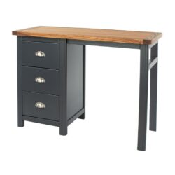 Colonial Dark Blue Grey Dressing Table with Wooden Top
