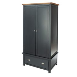 Colonial Dark Blue Grey Double Wardrobe with Drawer