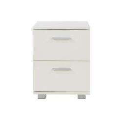 Arctic Gloss White Bedside Table with Drawers