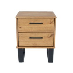 Harlow Industrial Wooden Bedside Table with 2 Drawers