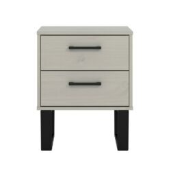 Harlow Industrial Grey Wooden Bedside Table with 2 Drawers