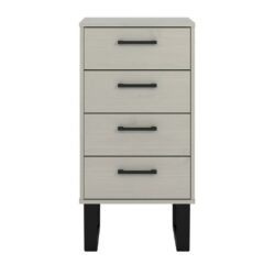 Harlow Industrial Slim Grey Wooden Chest of Drawers Tallboy with Metal Legs