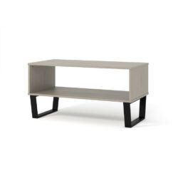 Harlow Box Style Industrial Grey Coffee Table with Black Metal Legs