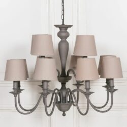 12 Branch Large Grey Chandelier with Shades