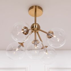 Satin Gold Ceiling Light with Glass Balls