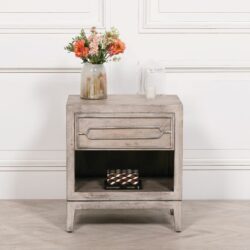 Luxury Rustic Wooden Bedside Cabinet with Drawer