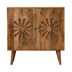 Daisy Wooden Cabinet with Rattan Detail & Oak Finish