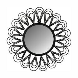Decorative Wire Round Black Flower Mirror