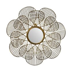 Decorative Wire Round Gold Flower Mirror
