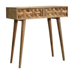 Kiya Modern Wooden Console Table with Knit Design