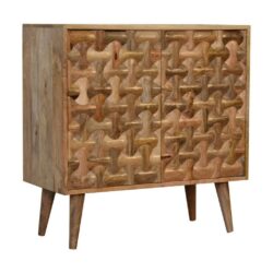 Kiya Modern Wooden Sideboard Cabinet with Knit Design
