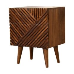 Lucie Modern Wooden Chestnut Bedside Cabinet with Drawers