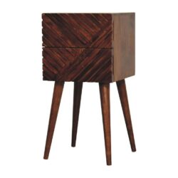 Lucie Wooden Small Chestnut Bedside Table with 2 Drawers
