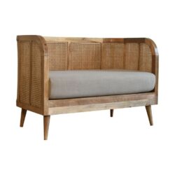 Luxury Modern Indoor Rattan Sofa with Linen Seat Pad