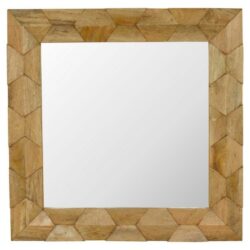Scale Design Square Wooden Mirror with Carved Wood Design