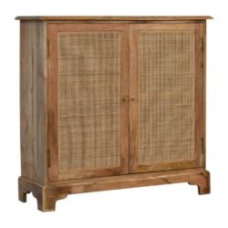 Solid Wood and Rattan Sideboard Cabinet