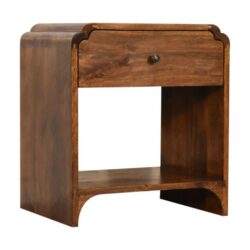 Netra Art Deco Wooden Chestnut Bedside Table with Drawer