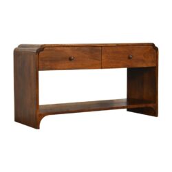 Netra Art Deco Wooden Chestnut Console Table with Drawers