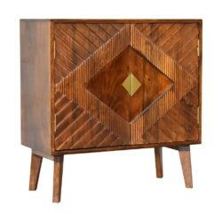 Amani Wooden Chestnut Cabinet with Gold Inlay Design