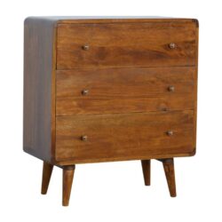 Curved Chestnut Wood Chest of Drawers