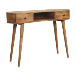 Noah Curved Wooden Desk with 2 Drawers & Oak Finish