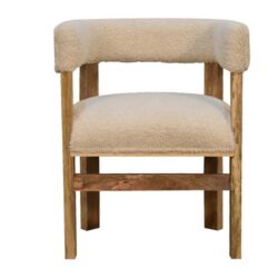 Tabitha Luxury Fleece Wood and Cream Chair