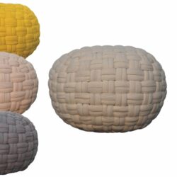 Round Chunky Weave Pouffe Footstool - Grey, Cream, Mustard or White