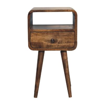 Charles Small Wooden Bedside Table with Drawer & Grey Wash