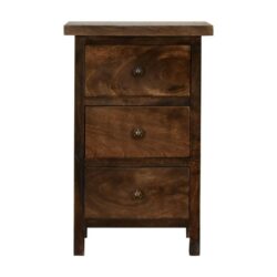 Charles Solid Wooden Bedside Table with 3 Drawers & Grey Wash
