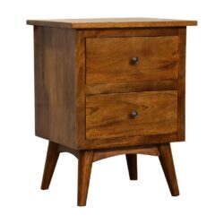 Classic Wooden Chestnut Bedside Table with 2 Drawers