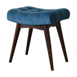 Curved Buttoned Small Velvet Bedroom Stool - Choice of Colours