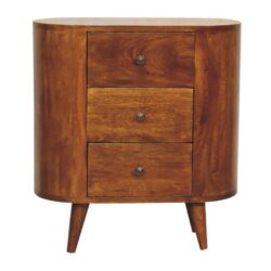 Curved Small Chestnut Wooden Chest of Drawers