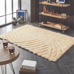 Dalmarnock Patterned Fluffy Cream Rug - Choice of Sizes
