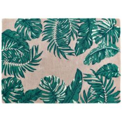 Green Tropical Leaf Rug in Pure Wool - Choice of Sizes