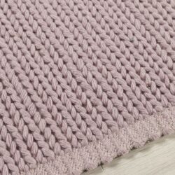 Harin Pure Wool Light Pink Cable Knit Rug - Choice of Sizes