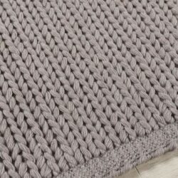 Harin Pure Wool Warm Grey Cable Knit Rug - Choice of Sizes